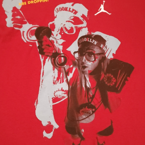 Vtg Air Jordan III 3 Spike Lee Mars Blackmon Graphic Tee Red Mens XL Small Hole - Picture 5 of 14